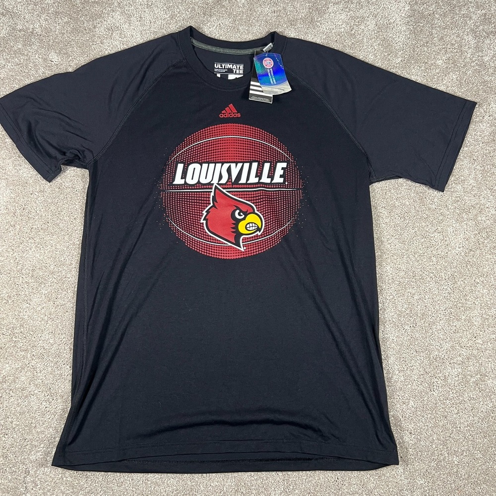 Adidas Mens Large Black Louisville Cardinals NCAA "High Scorer" Team T Shirt NWT